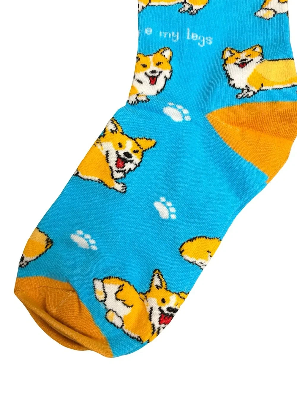 Blue Orange Corgi Novelty Socks Womens Size 5-8